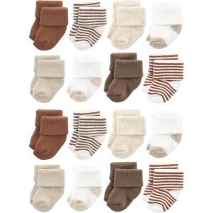 imageHudson Baby Unisex Cotton Rich Baby Terry Socks 16PackNeutral Brown