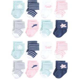 imageHudson Baby Unisex Cotton Rich Baby Terry Socks 16PackPink Dolphin