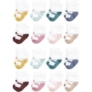 imageHudson Baby Unisex Cotton Rich Baby Terry Socks 16PackSoft Earth Tone Shoes