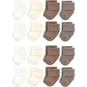 imageHudson Baby Unisex Cotton Rich Baby Terry Socks 16PackSolid Beige Brown