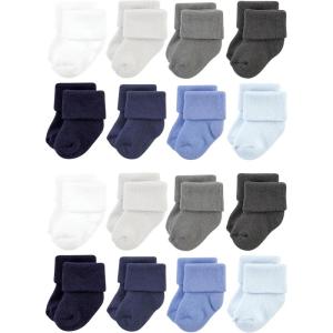 imageHudson Baby Unisex Cotton Rich Baby Terry Socks 16PackSolid Blue Gray