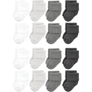 imageHudson Baby Unisex Cotton Rich Baby Terry Socks 16PackSolid Gray White