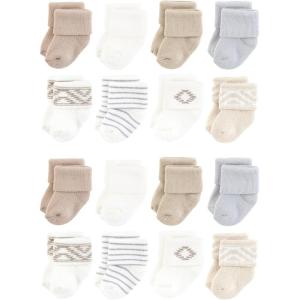 imageHudson Baby Unisex Cotton Rich Baby Terry Socks 16PackStripe Cream