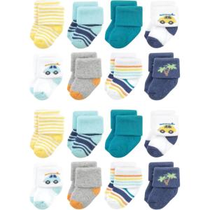 imageHudson Baby Unisex Cotton Rich Baby Terry Socks 16PackSurf Dude