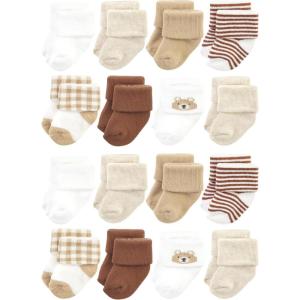 imageHudson Baby Unisex Cotton Rich Baby Terry Socks 16PackTeddy Bear