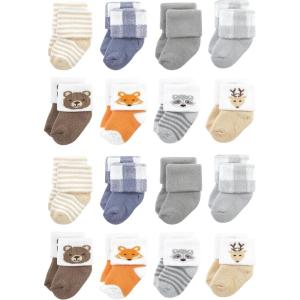 imageHudson Baby Unisex Cotton Rich Baby Terry Socks 16PackWoodland
