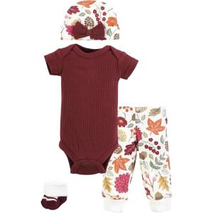 imageHudson Baby Unisex Thermal Preemie Layette Set 4pc Short Sleeve OutfitAcorn Botanical
