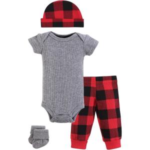 imageHudson Baby Unisex Thermal Preemie Layette Set 4pc Short Sleeve OutfitBuffalo Plaid