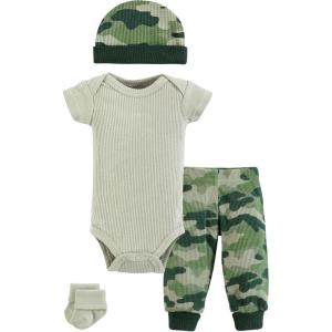 imageHudson Baby Unisex Thermal Preemie Layette Set 4pc Short Sleeve OutfitCamo