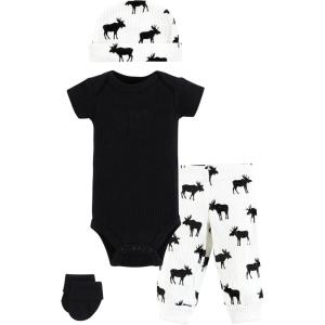 imageHudson Baby Unisex Thermal Preemie Layette Set 4pc Short Sleeve OutfitMoose