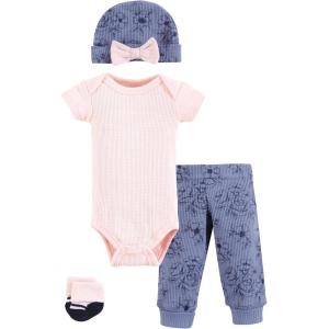 imageHudson Baby Unisex Thermal Preemie Layette Set 4pc Short Sleeve OutfitNavy Toile