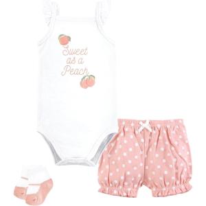 imageHudson Baby babygirls Bodysuit Short and SockSweet Peach