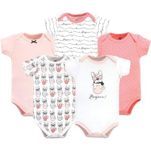 imageHudson Baby Unisex Baby Cotton BodysuitsBonjour Pink