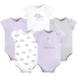 imageHudson Baby Unisex Baby Cotton BodysuitsLilac Elephant