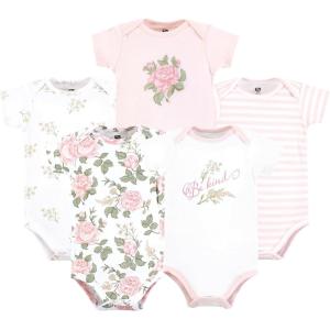 imageHudson Baby Unisex Baby Cotton BodysuitsVintage Rose