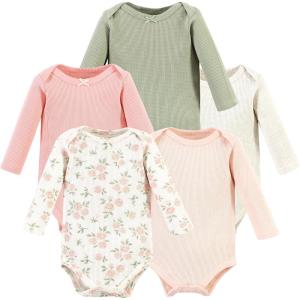 imageHudson Baby unisexbaby Thermal Long Sleeve BodysuitsSoft Pink Sage Rose