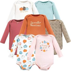 imageHudson Baby Baby Girls Cotton LongSleeve Bodysuits 7PackHappy Fall
