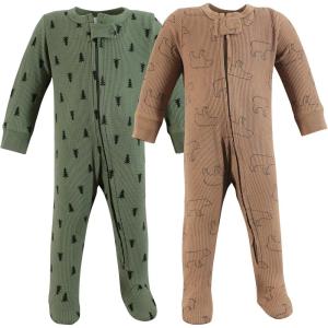 imageHudson Baby Girls Unisex Baby Thermal Zipper Sleep and Play 2pk Sage Dinosaur 36 MonthsBear Tree