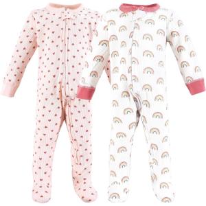 imageHudson Baby Girls Unisex Baby Thermal Zipper Sleep and Play 2pk Sage Dinosaur 36 MonthsCreative Rainbows