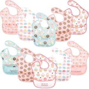 imageHudson Baby Unisex Baby Waterproof Polyester Bibs Tacos BeginnerSweetest Cupcake