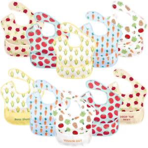 imageHudson Baby Unisex Baby Waterproof Polyester Bibs Tacos BeginnerVeggies