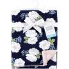 imageHudson Baby Unisex Baby Plush Blanket with Furry Binding and Back Construction One SizeWhite Peonies