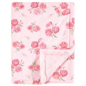 imageHudson Baby Infant Girl Plush Blanket with Furry Binding and Back Fairytale Princess One SizeBlush Rose