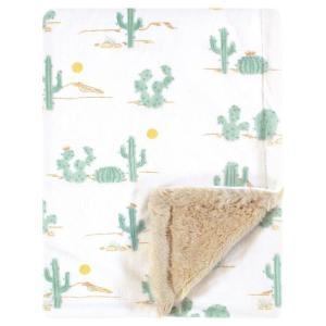 imageHudson Baby Infant Girl Plush Blanket with Furry Binding and Back Fairytale Princess One SizeDesert Cactus