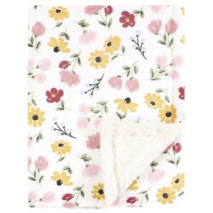 imageHudson Baby Infant Girl Plush Blanket with Furry Binding and Back Fairytale Princess One SizeSoft Painted Floral