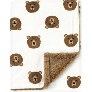 imageHudson Baby Unisex Baby Plush Blanket with Furry Binding and Back Construction One SizeBrown Bear