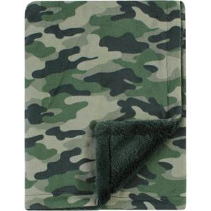 imageHudson Baby Unisex Baby Plush Blanket with Furry Binding and Back Construction One SizeCamo