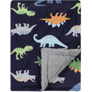 imageHudson Baby Unisex Baby Plush Blanket with Furry Binding and Back Construction One SizeDinosaurs