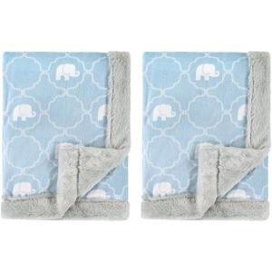 imageHudson Baby Unisex Baby Plush Blanket with Furry Binding and Back Construction One SizeElephant
