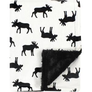 imageHudson Baby Unisex Baby Plush Blanket with Furry Binding and Back Construction One SizeMoose