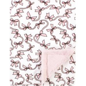 imageHudson Baby Unisex Baby Plush Blanket with Furry Binding and Back Construction One SizePink Bows