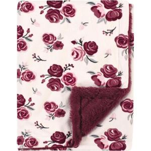 imageHudson Baby Unisex Baby Plush Blanket with Furry Binding and Back Construction One SizeRose