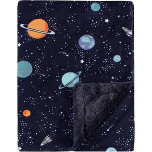 imageHudson Baby Unisex Baby Plush Blanket with Furry Binding and Back Construction One SizeSpace