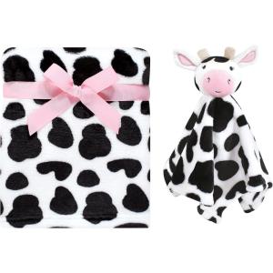 imageHudson Baby Unisex Baby Plush Blanket with Security Blanket Moon Girl One SizeCow
