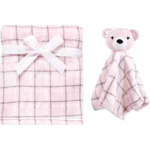 imageHudson Baby Unisex Baby Plush Blanket with Security Blanket Moon Girl One SizePink Bear