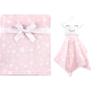 imageHudson Baby Unisex Baby Plush Blanket with Security Blanket Moon Girl One SizeStar Girl