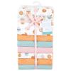 imageLittle Treasure Hudson Baby Cotton Poly Flannel Receiving Blankets Multipack Green Eucalyptus 30x30 inchesOrange Pumpkin Spice