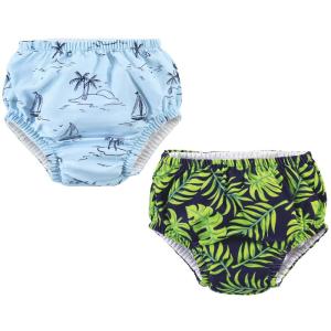 imageHudson Baby Unisex Baby Swim Diapers Dinosaurs 612 MonthsTropical Leaves
