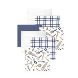 imageLittle Treasure Hudson Baby Cotton Poly Flannel Receiving Blankets Multipack Green Eucalyptus 30x30 inchesBlue Construction Work