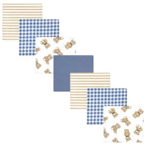imageLittle Treasure Hudson Baby Cotton Poly Flannel Receiving Blankets Multipack Green Eucalyptus 30x30 inchesBlue Gentleman Bear