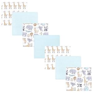 imageLittle Treasure Hudson Baby Cotton Poly Flannel Receiving Blankets Multipack Green Eucalyptus 30x30 inchesBlue Kangaroo