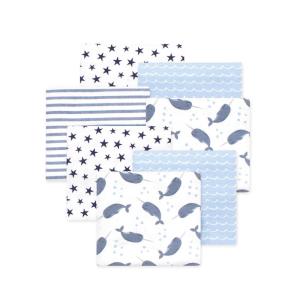 imageLittle Treasure Hudson Baby Cotton Poly Flannel Receiving Blankets Multipack Green Eucalyptus 30x30 inchesBlue Narwhal