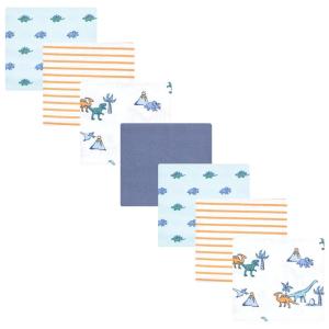imageLittle Treasure Hudson Baby Cotton Poly Flannel Receiving Blankets Multipack Green Eucalyptus 30x30 inchesBlue Pastel Dino