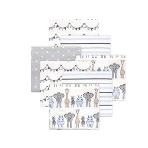 imageLittle Treasure Hudson Baby Cotton Poly Flannel Receiving Blankets Multipack Green Eucalyptus 30x30 inchesBlue Royal Safari