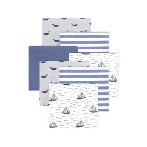 imageLittle Treasure Hudson Baby Cotton Poly Flannel Receiving Blankets Multipack Green Eucalyptus 30x30 inchesBlue Sailboat