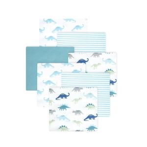 imageLittle Treasure Hudson Baby Cotton Poly Flannel Receiving Blankets Multipack Green Eucalyptus 30x30 inchesBlue Soft Teal Dino